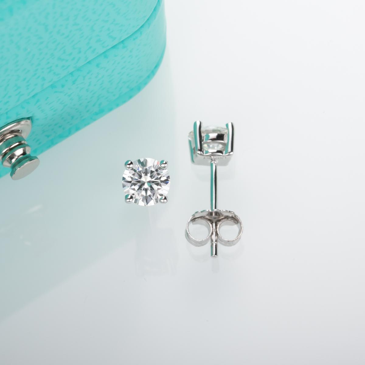 [COD] AnuJewelry E1 Moissanite Round Cut 4mm 0.3ct D Color 4 Prong 100% Legit Italy 925 Sterling Silver Stud Earring for Woman Eman Jewelry