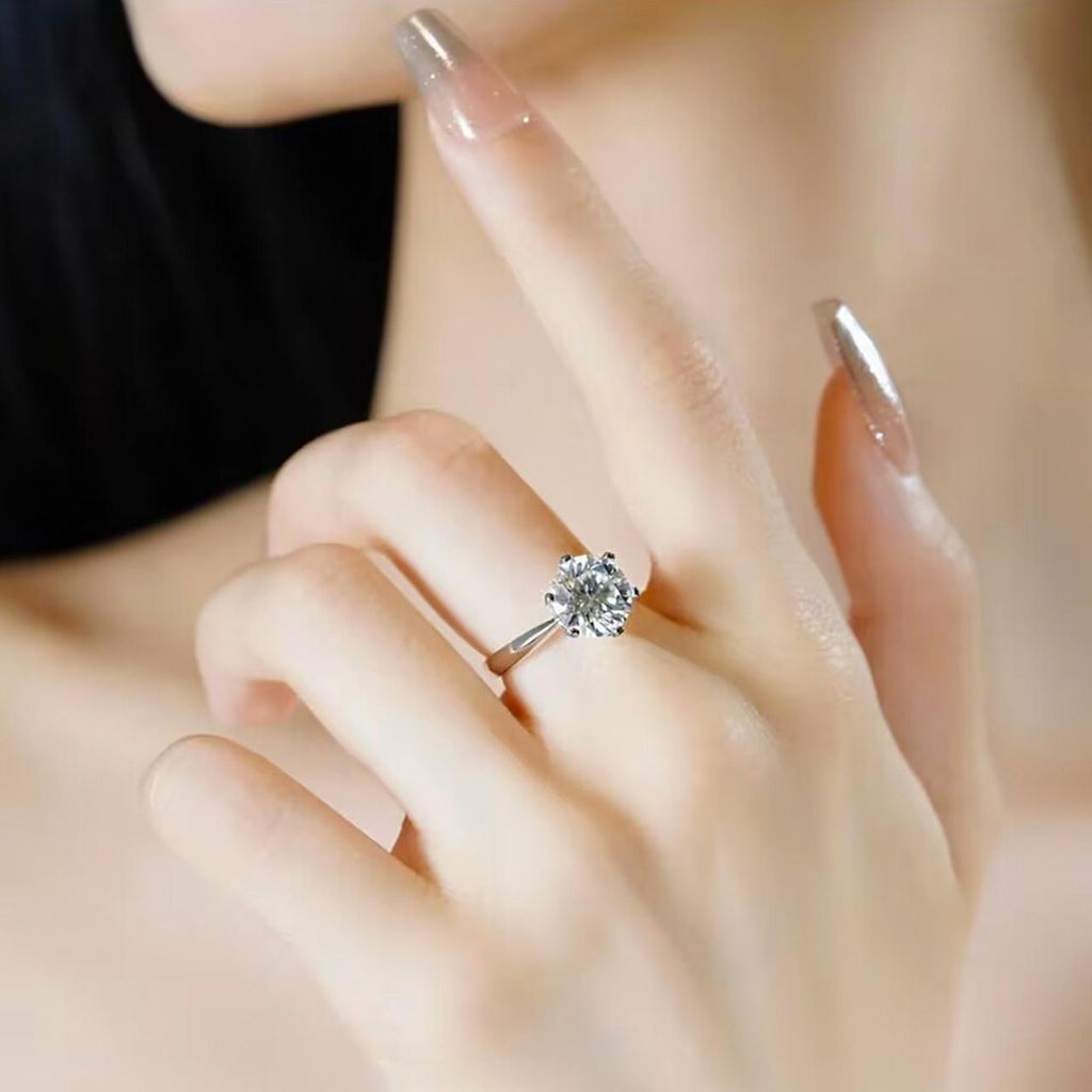 [COD] AnuJewelry R40 Moissanite Six Prong 100% Legit Italy 925 Sterling Silver Round Cut D Color 0.5/1/3CT Engagement Solitaire Ring For Woman Eman Jewelry