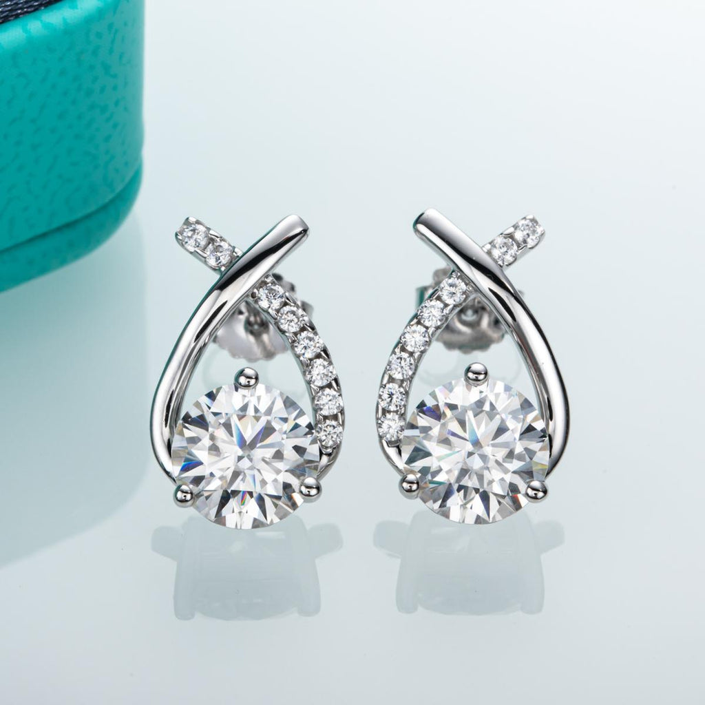 [COD] AnuJewelry E46 Moissanite Round Cut 2ct D Color 3 Prong 100% Legit Italy 925 Sterling Silver Stud Earring for Woman Eman Jewelry