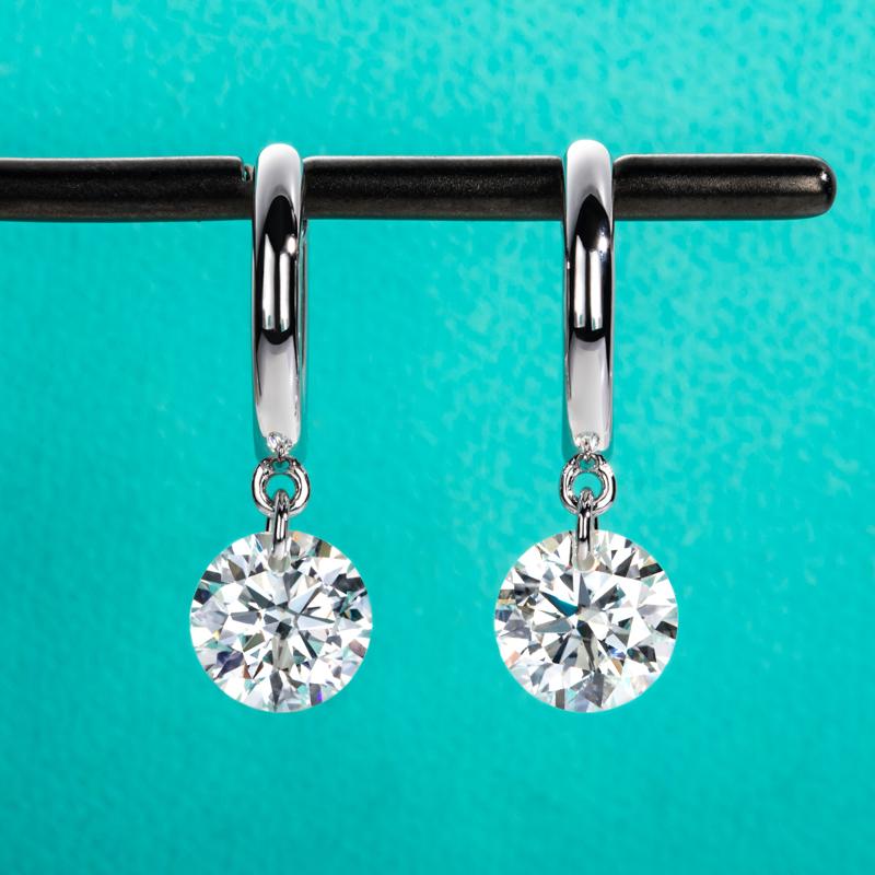 [COD] AnuJewelry E06 Moissanite Earrings Dangle Earring 4CTTW D Color VVS1 925 Sterling Silver Moissanite Drop Hoop Earring