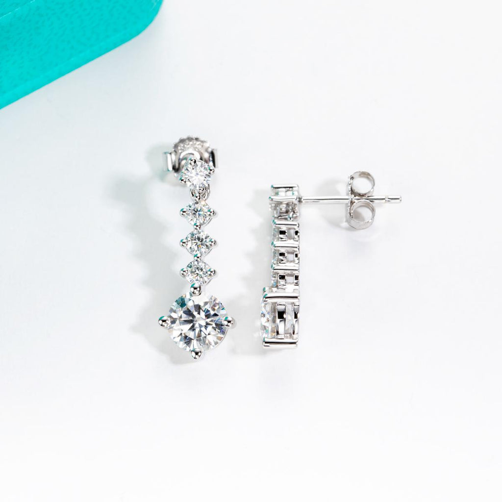 [COD] AnuJewelry E61 Moissanite Round Cut 1ct D Color 4 Prong 100% Legit Italy 925 Sterling Silver Drop Earring for Woman Eman Jewelry