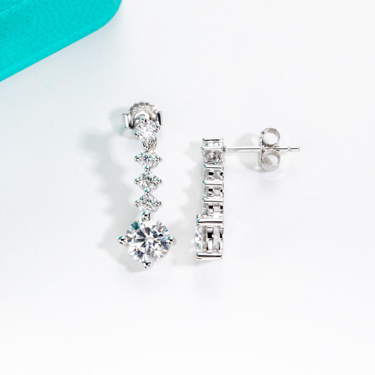 [COD] AnuJewelry E61 Moissanite Round Cut 1ct D Color 4 Prong 100% Legit Italy 925 Sterling Silver Drop Earring for Woman Eman Jewelry