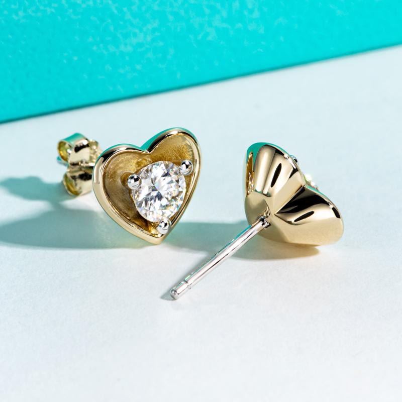 [COD] AnuJewelry CE23 Moissanite Two Way Studs Heart Shaped Earring Jackets for Woman Eman Jewelry Lab Created Gift for Her GRA Certified 0.5 CT Each