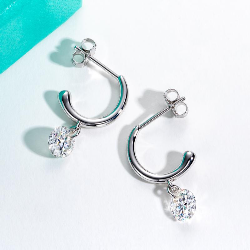 [COD] AnuJewelry R04 Moissanite Dangle Earrings Drop Earring 2CTTW D Color VVS1 925 Sterling Silver Moissanite Earring