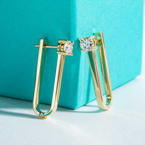 [COD] AnuJewelry CE5 Moissanite Hoop Earrings Paper Clip Huggie Earring for Woman Eman Jewelry Lab Created Gift for Her GRA Certified 0.5 CTTW EachCOD