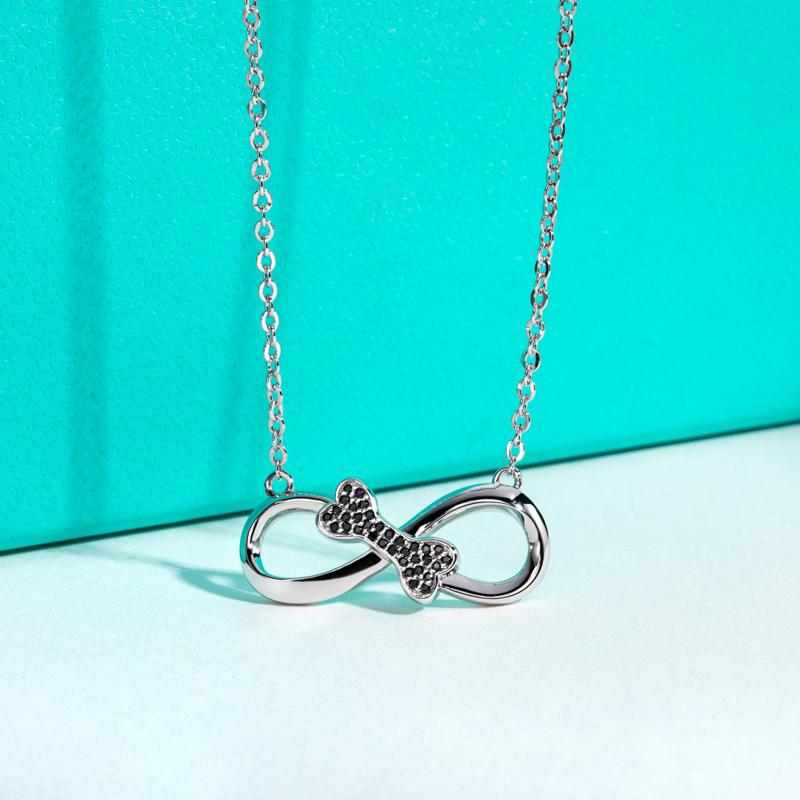 [COD] AnuJewelry P39  Moissanite Pendant Infinity Necklace D Color VVS1 925 Sterling Silver Bone Necklace 40+2+3cm Extended Chain