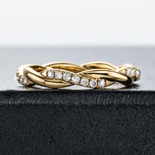 [COD] AnuJewelry CR15 Moissanite Rope Twisted Eternity Wedding Band Statement Ring for Woman Eman Jewelry GRA Certified 0.42 (0.015/28) Cttw Gift for Her