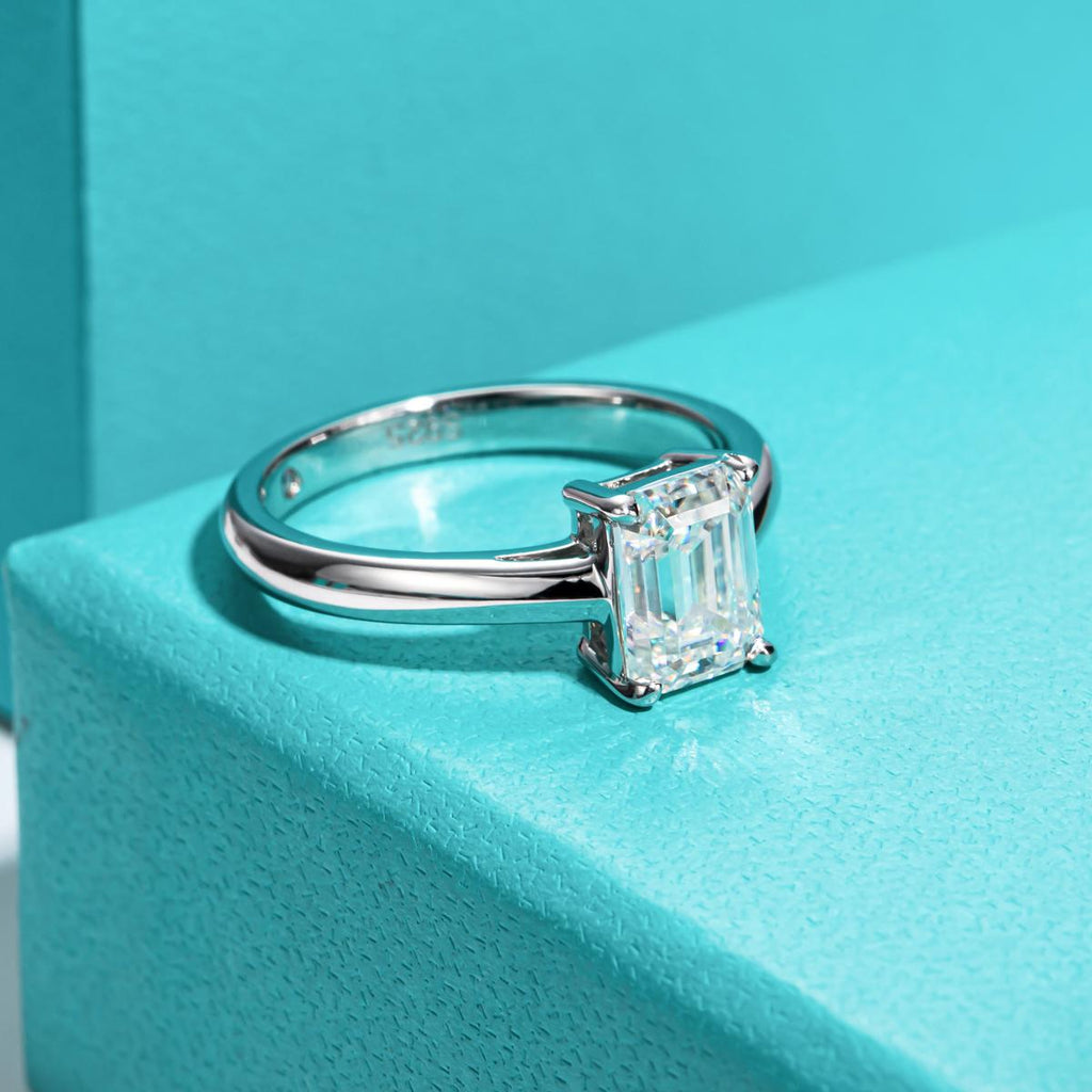 [COD] AnuJewelry R54 Moissanite Four Prong 100% Legit Italy 925 Sterling Silver Square Cut D Color 2CT Engagement Solitaire Ring For Woman Eman Jewelry