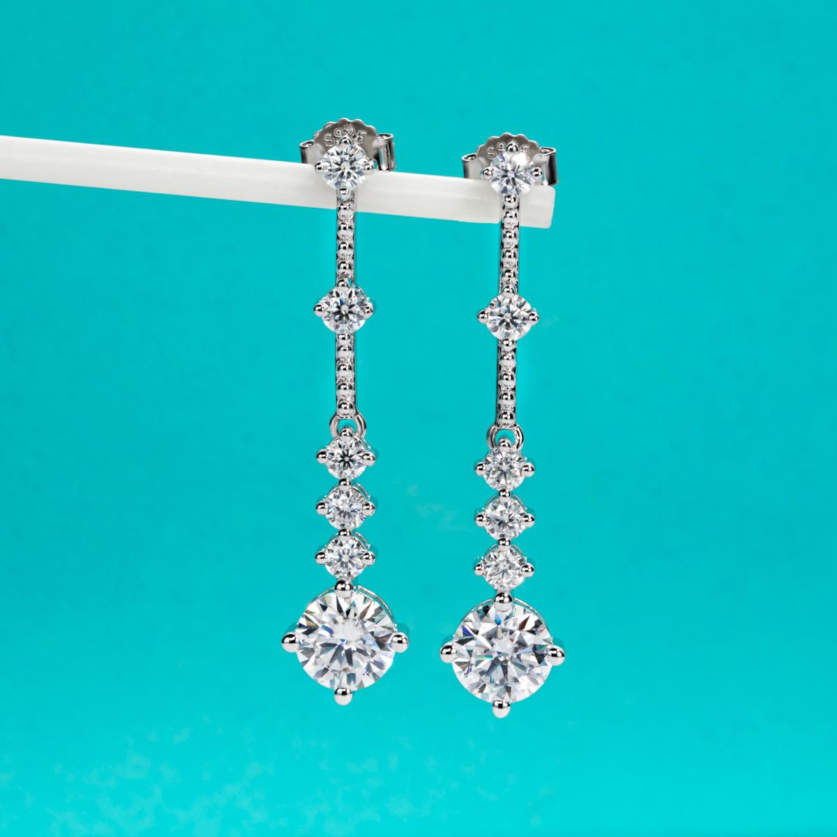 [COD] AnuJewelry E62 Moissanite Round Cut 1ct D Color 4 Prong 100% Legit Italy 925 Sterling Silver Drop Earring for Woman Eman Jewelry