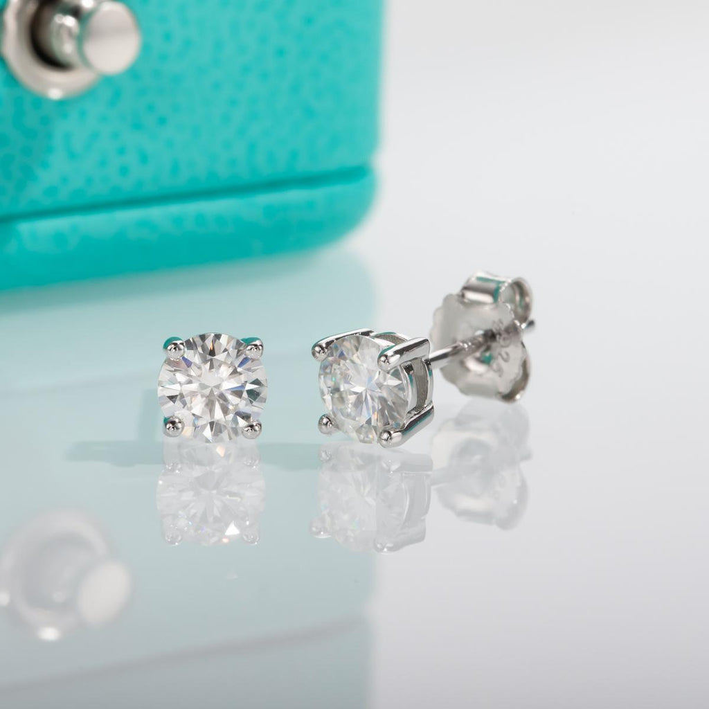 [COD] AnuJewelry E1 Moissanite Round Cut 4mm 0.3ct D Color 4 Prong 100% Legit Italy 925 Sterling Silver Stud Earring for Woman Eman Jewelry