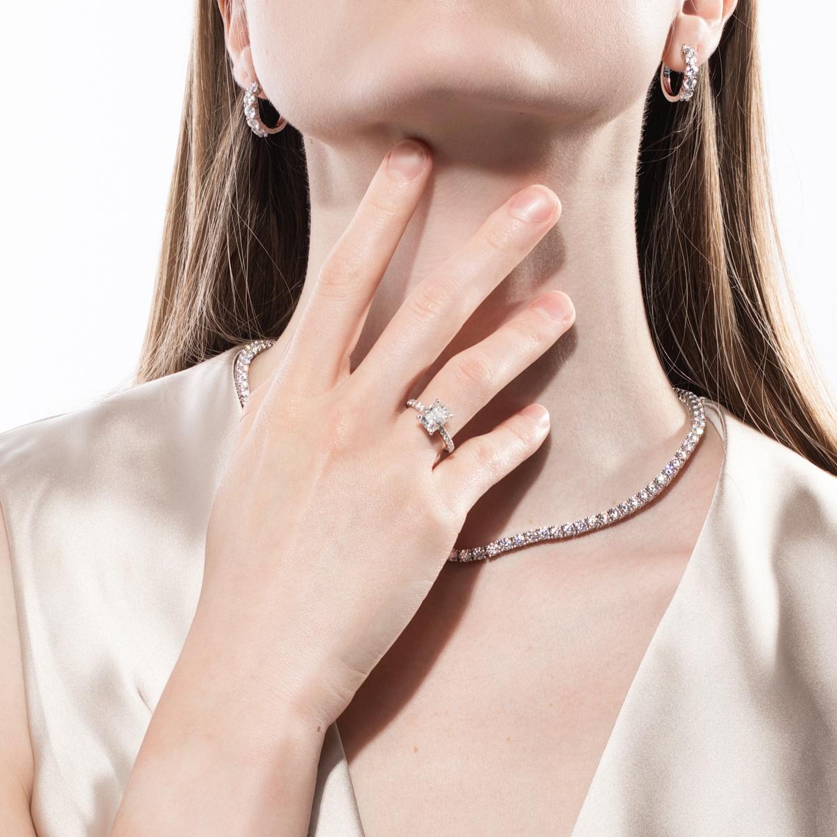 [COD] AnuJewelry R60 Moissanite Four Prong 100% Legit Italy 925 Sterling Silver Square Cut D Color 3CT Engagement Solitaire Ring For Woman Eman Jewelry