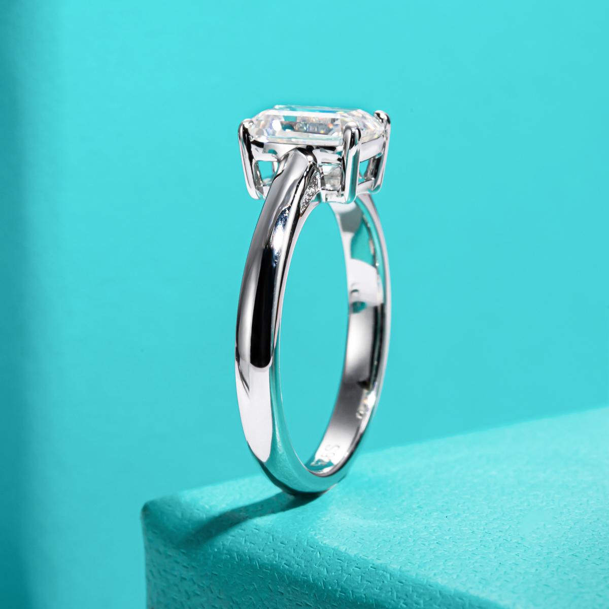 [COD] AnuJewelry R54 Moissanite Four Prong 100% Legit Italy 925 Sterling Silver Square Cut D Color 2CT Engagement Solitaire Ring For Woman Eman Jewelry