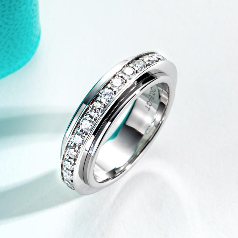 [COD] AnuJewelry S150 Moissanite Spinner Eternity Band Rings Plated Fidget Spinners Wedding Band Ring Unzip Jewelry Gifts Woman Eman Jewelry