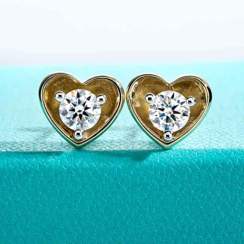 [COD] AnuJewelry CE23 Moissanite Two Way Studs Heart Shaped Earring Jackets for Woman Eman Jewelry Lab Created Gift for Her GRA Certified 0.5 CT Each