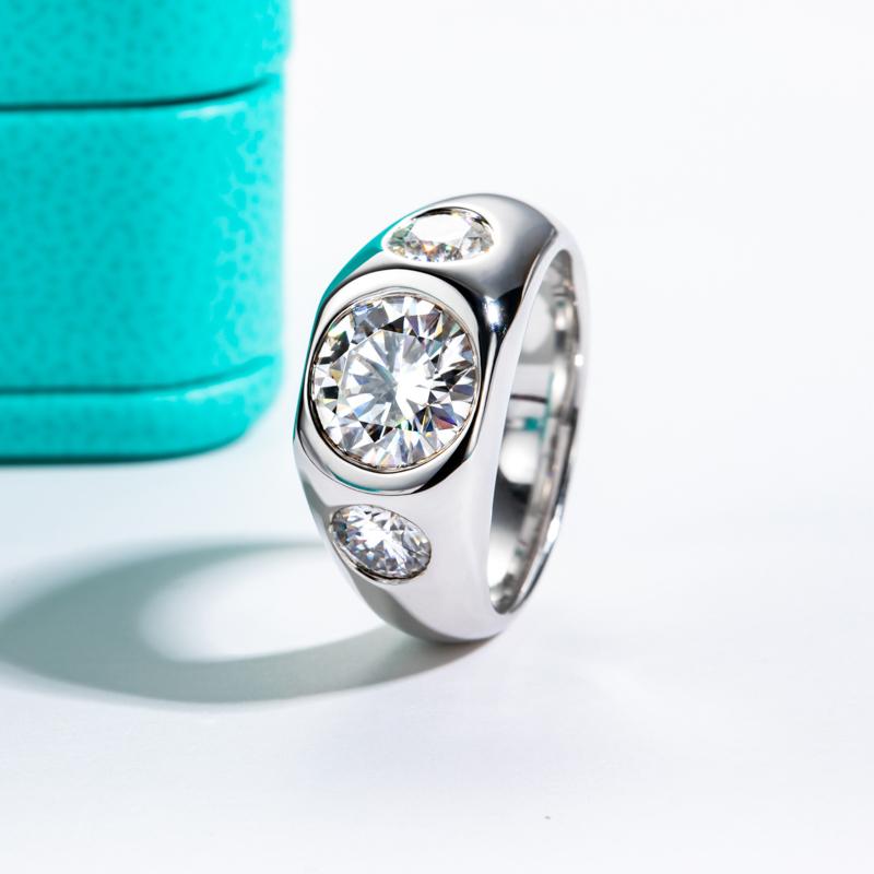 [COD] AnuJewelry R115 3cttw D Color Moissanite Men Ring 100% Legit Italy 925 Sterling Silver Plated Lab Created Gem Engagement Rings For Men