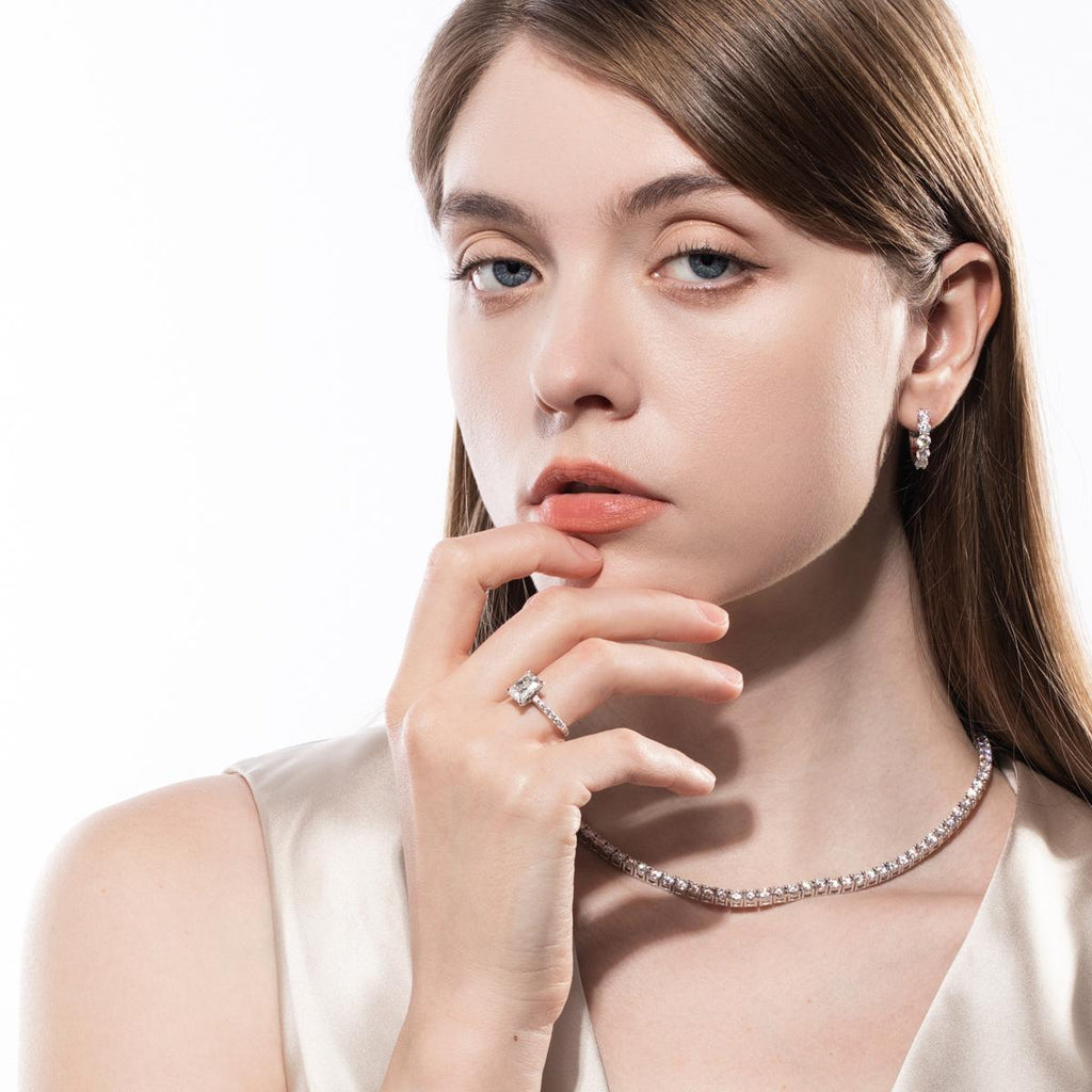 [COD] AnuJewelry R60 Moissanite Four Prong 100% Legit Italy 925 Sterling Silver Square Cut D Color 3CT Engagement Solitaire Ring For Woman Eman Jewelry