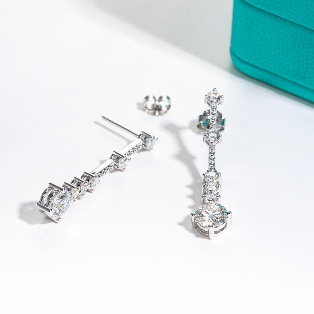 [COD] AnuJewelry E62 Moissanite Round Cut 1ct D Color 4 Prong 100% Legit Italy 925 Sterling Silver Drop Earring for Woman Eman Jewelry