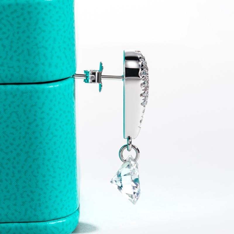 [COD] AnuJewelry E29  Moissanite Earrings Dangle Earring 6.56CTTW(3CT Center Stone) D Color VVS1 925 Sterling Silver Moissanite Drop Earring