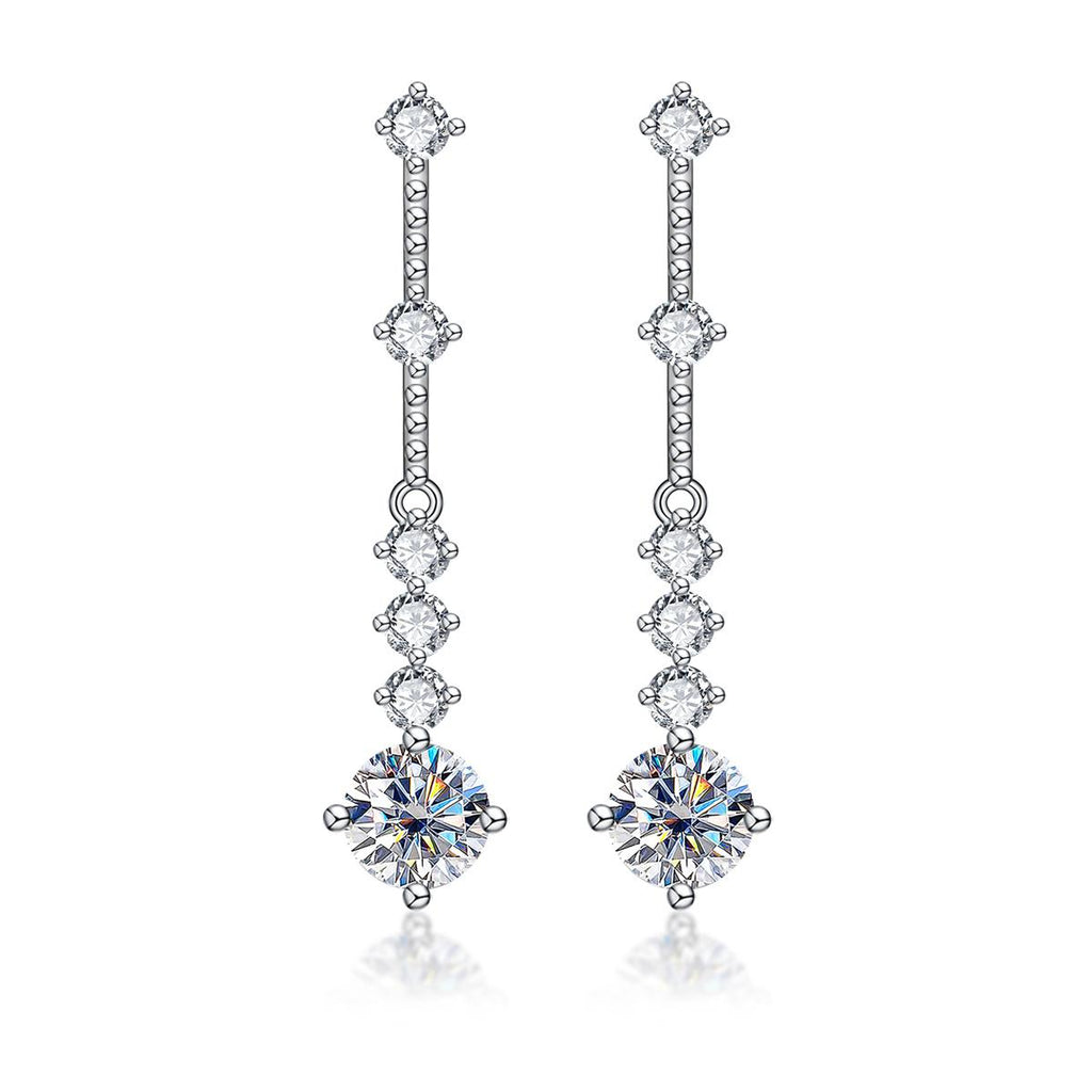[COD] AnuJewelry E62 Moissanite Round Cut 1ct D Color 4 Prong 100% Legit Italy 925 Sterling Silver Drop Earring for Woman Eman Jewelry