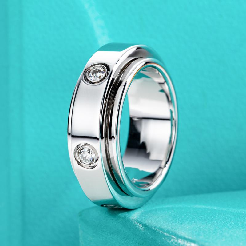 [COD] AnuJewelry S149 Moissanite Gear Spinner Rings  2.5mm D Color VVS1 Moissanite Fidget Bands Eternity Rings for Woman Eman Jewelry