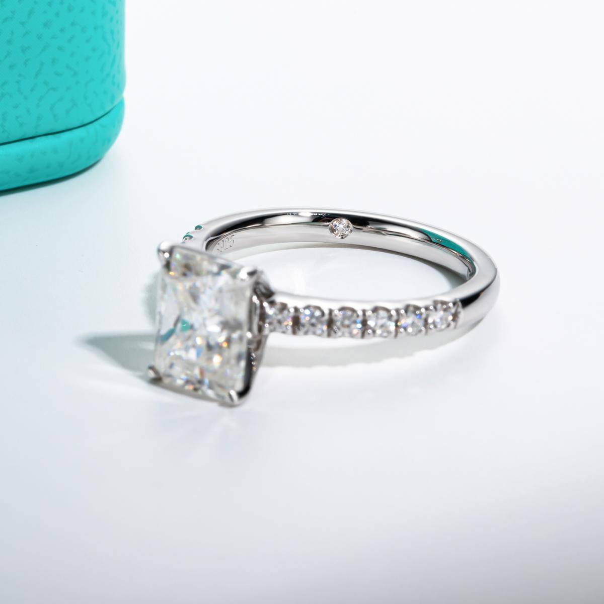 [COD] AnuJewelry R60 Moissanite Four Prong 100% Legit Italy 925 Sterling Silver Square Cut D Color 3CT Engagement Solitaire Ring For Woman Eman Jewelry