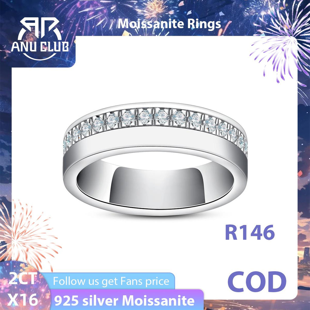 [COD] AnuJewelry R146 D Color Moissanite Wedding Band Rings For Men S100% Legit Italy 925 Sterling Silver Band Ring Men&Woman Eman Jewelry Rings Jewelry Woman Eman Jewelry