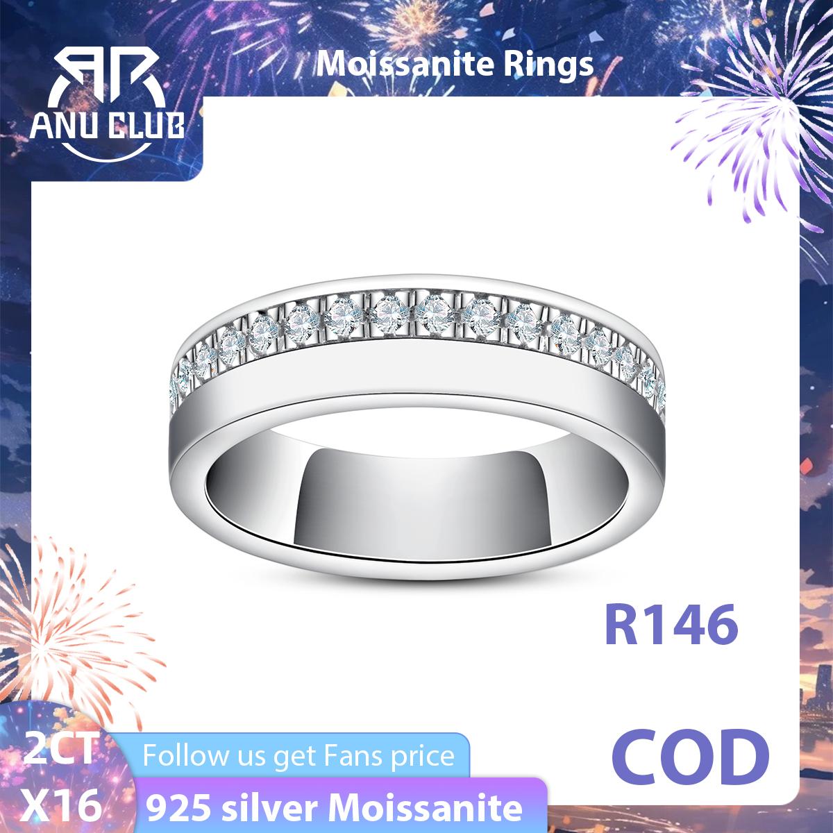 [COD] AnuJewelry R146 D Color Moissanite Wedding Band Rings For Men S100% Legit Italy 925 Sterling Silver Band Ring Men&Woman Eman Jewelry Rings Jewelry Woman Eman Jewelry