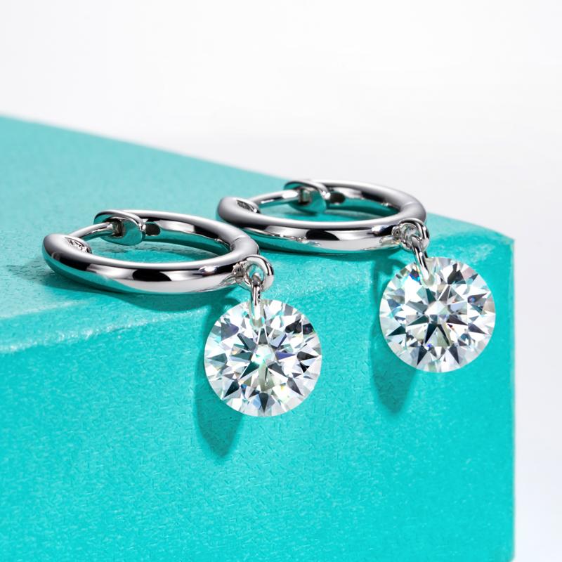 [COD] AnuJewelry E06 Moissanite Earrings Dangle Earring 4CTTW D Color VVS1 925 Sterling Silver Moissanite Drop Hoop Earring