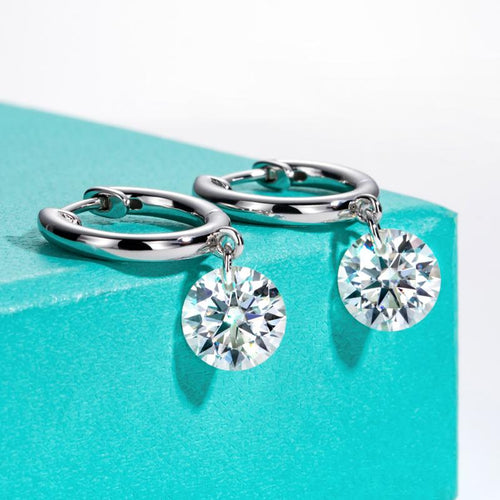 [COD] AnuJewelry E06 Moissanite Earrings Dangle Earring 4CTTW D Color VVS1 925 Sterling Silver Moissanite Drop Hoop Earring