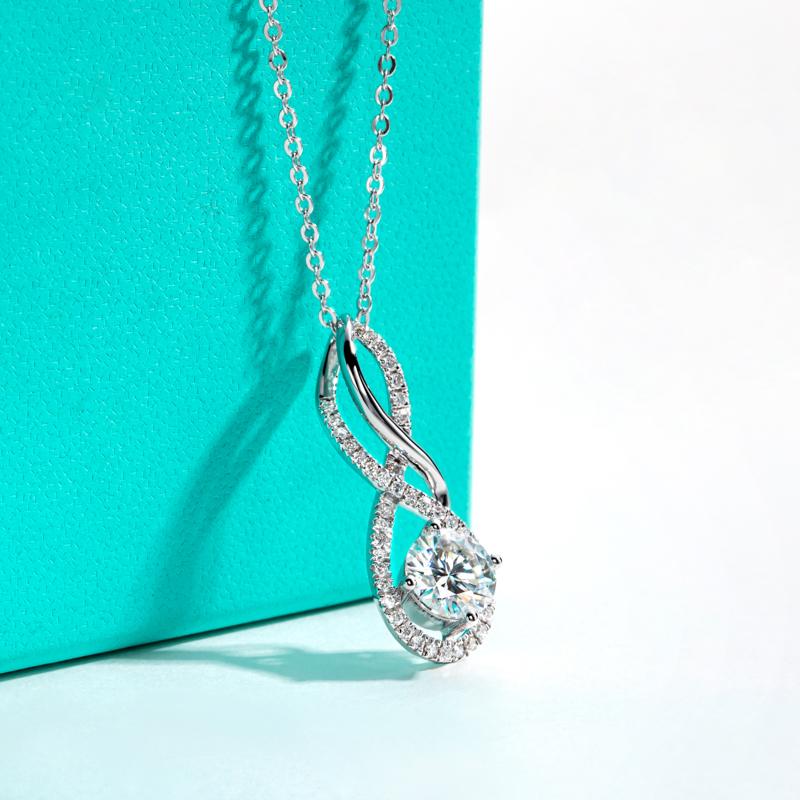 [COD] AnuJewelry P38  Moissanite Pendant Infinity Necklace D Color VVS1 925 Sterling Silver Necklace 40+2+3cm Extended Chain