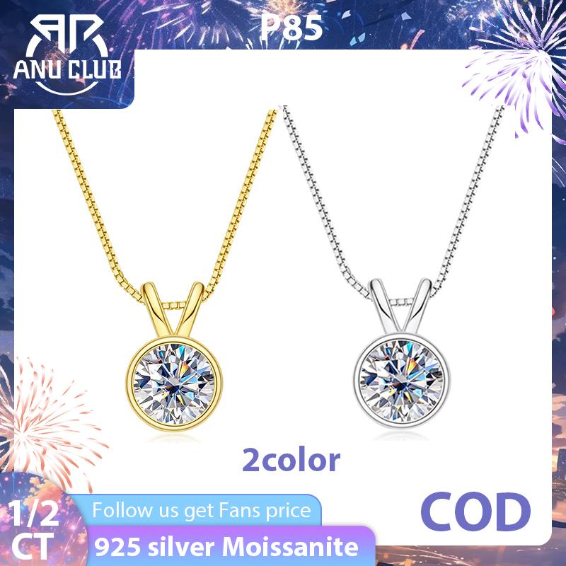 [COD] AnuJewelry P85 Moissanite Round Cut Bezel setting Moissanite 1/2ct D Color 100% Legit Italy 925 Sterling Silver Pendant Necklaces Bubble Necklace for Woman Eman Jewelry