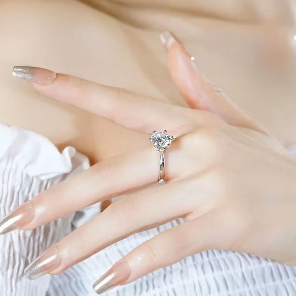[COD] AnuJewelry R40 Moissanite Six Prong 100% Legit Italy 925 Sterling Silver Round Cut D Color 0.5/1/3CT Engagement Solitaire Ring For Woman Eman Jewelry