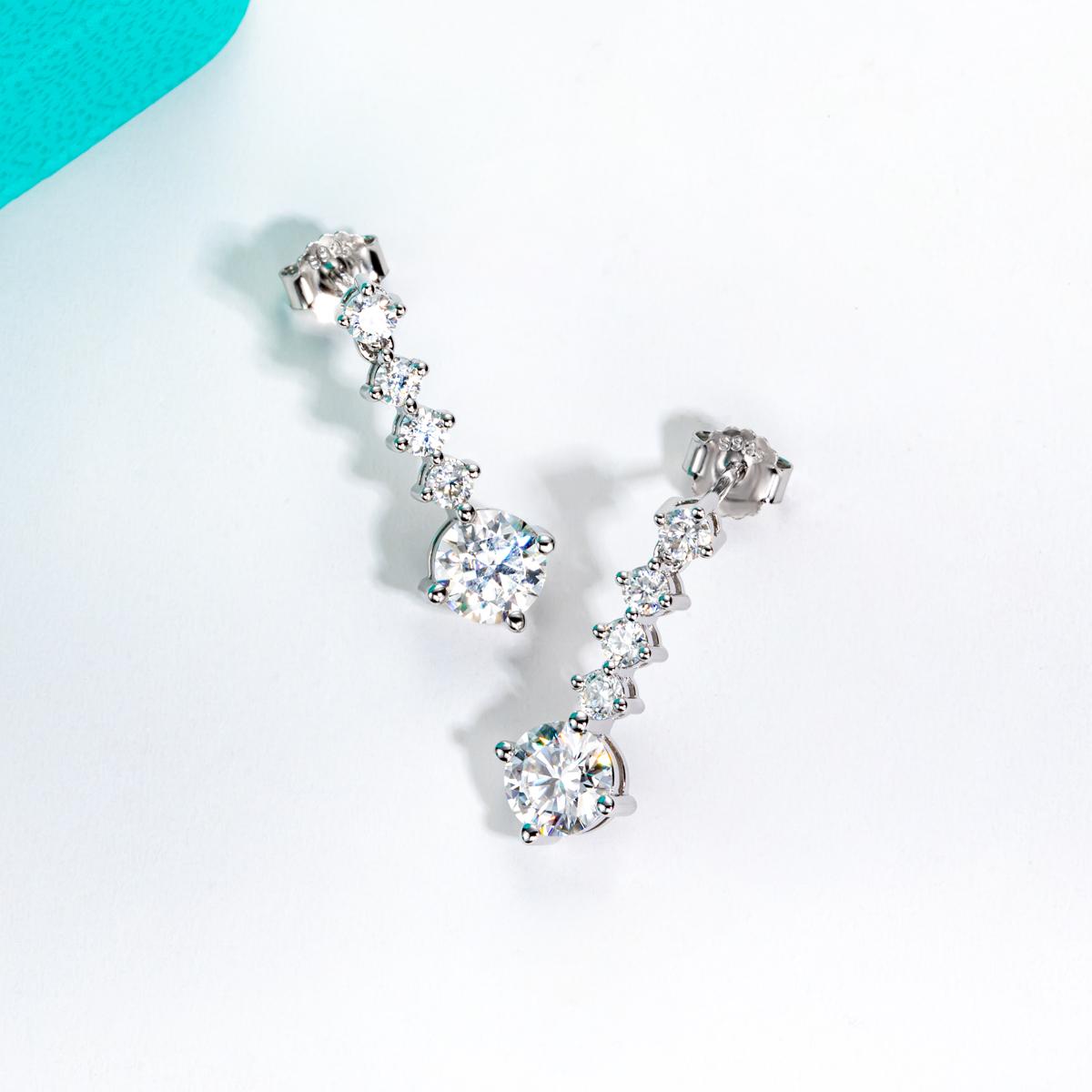 [COD] AnuJewelry E61 Moissanite Round Cut 1ct D Color 4 Prong 100% Legit Italy 925 Sterling Silver Drop Earring for Woman Eman Jewelry