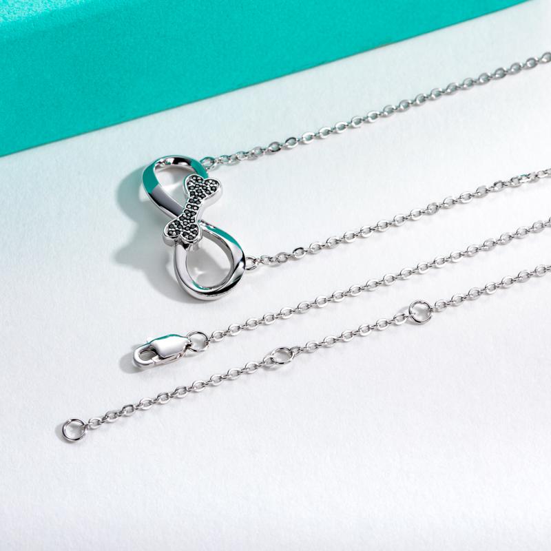 [COD] AnuJewelry P39  Moissanite Pendant Infinity Necklace D Color VVS1 925 Sterling Silver Bone Necklace 40+2+3cm Extended Chain