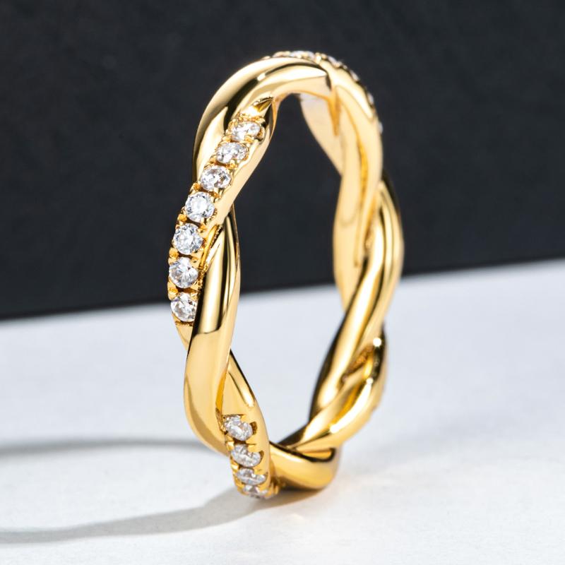 [COD] AnuJewelry CR15 Moissanite Rope Twisted Eternity Wedding Band Statement Ring for Woman Eman Jewelry GRA Certified 0.42 (0.015/28) Cttw Gift for Her