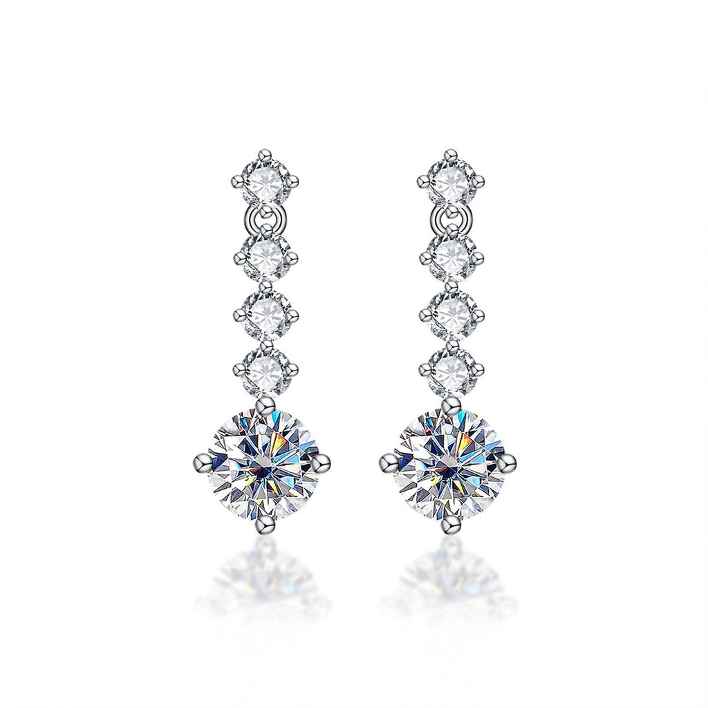 [COD] AnuJewelry E61 Moissanite Round Cut 1ct D Color 4 Prong 100% Legit Italy 925 Sterling Silver Drop Earring for Woman Eman Jewelry