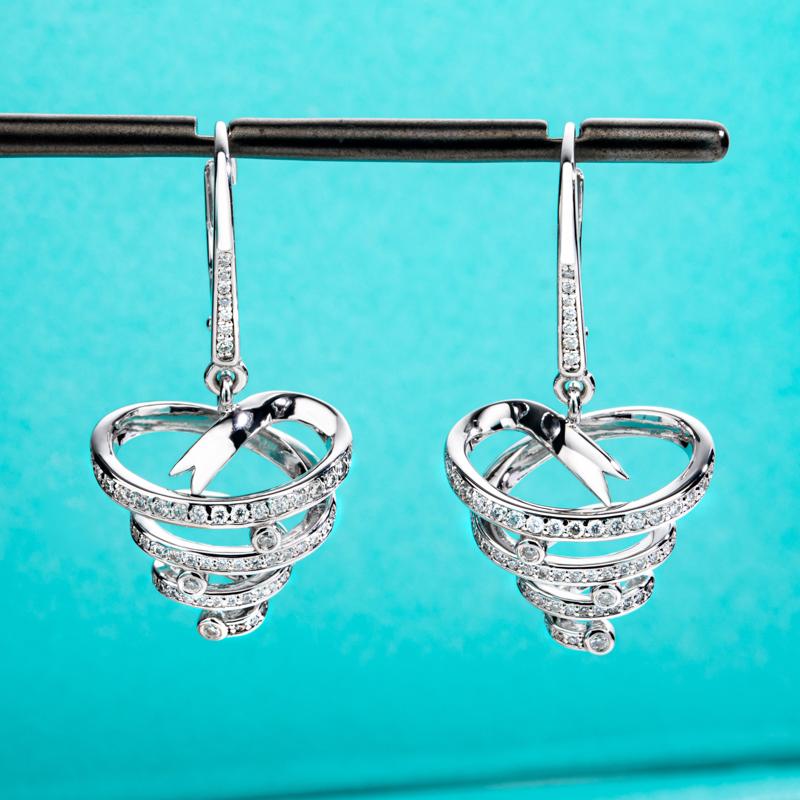 [COD] AnuJewelry R02  Moissanite Earrings Heart Dangle Earring D Color VVS1 925 Sterling Silver Love Tornado Drop Earring