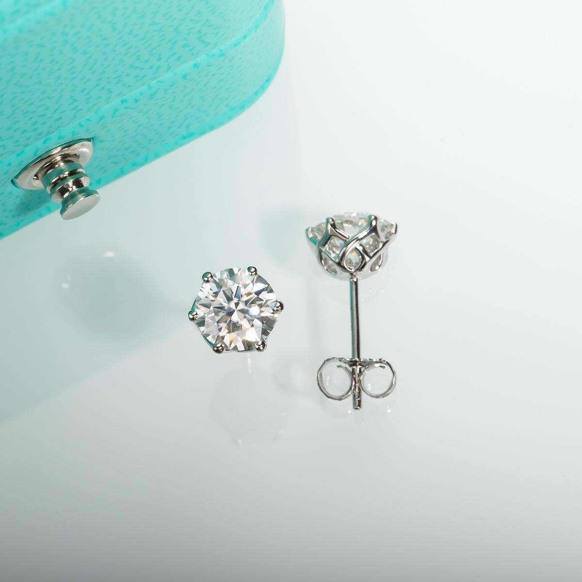 [COD] AnuJewelry E75 Moissanite Round Cut 0.5/1ct D Color 6 Prong 100% Legit Italy 925 Sterling Silver Stud Earring for Woman Eman Jewelry