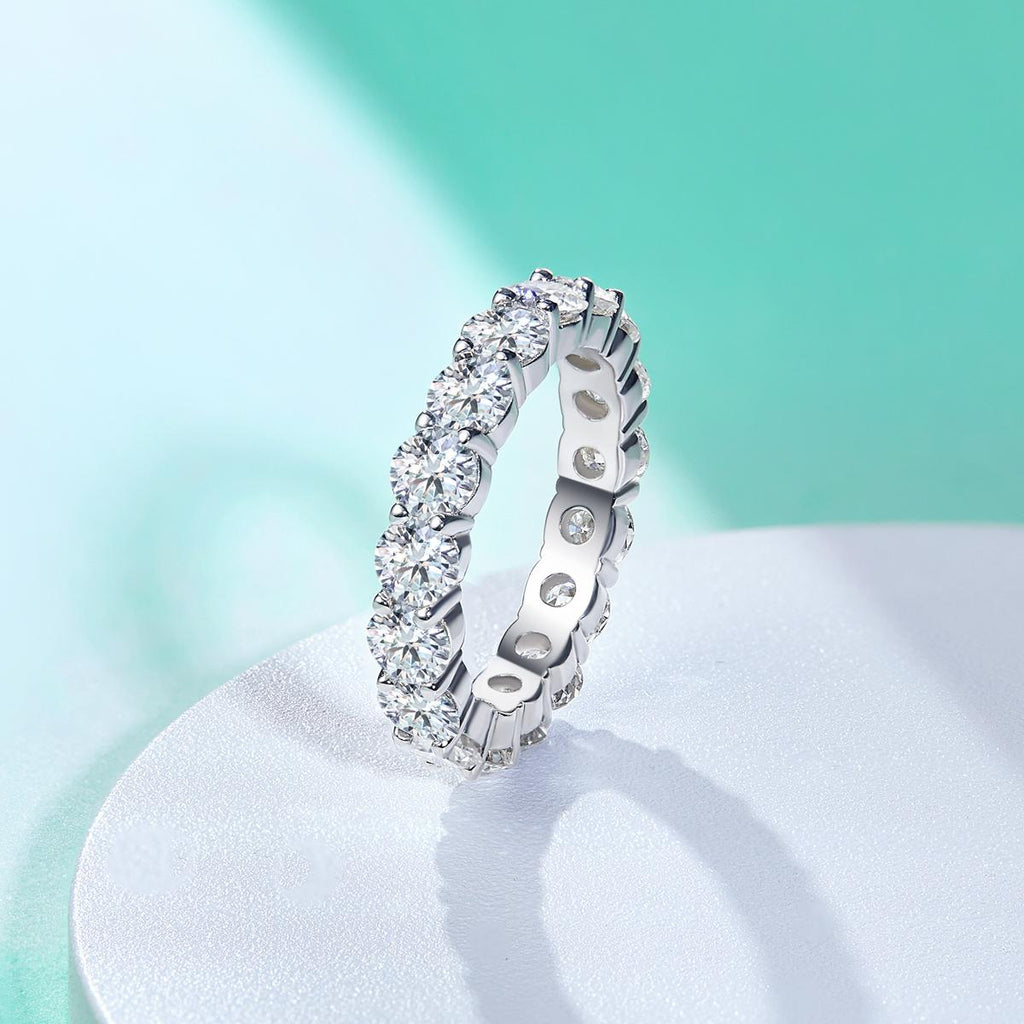 [COD] AnuJewelry R64 Moissanite Four Prong 100% Legit Italy 925 Sterling Silver Round Cut D Color 5CT Eternity Band Ring For Woman Eman Jewelry