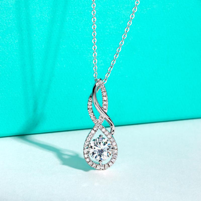 [COD] AnuJewelry P38  Moissanite Pendant Infinity Necklace D Color VVS1 925 Sterling Silver Necklace 40+2+3cm Extended Chain
