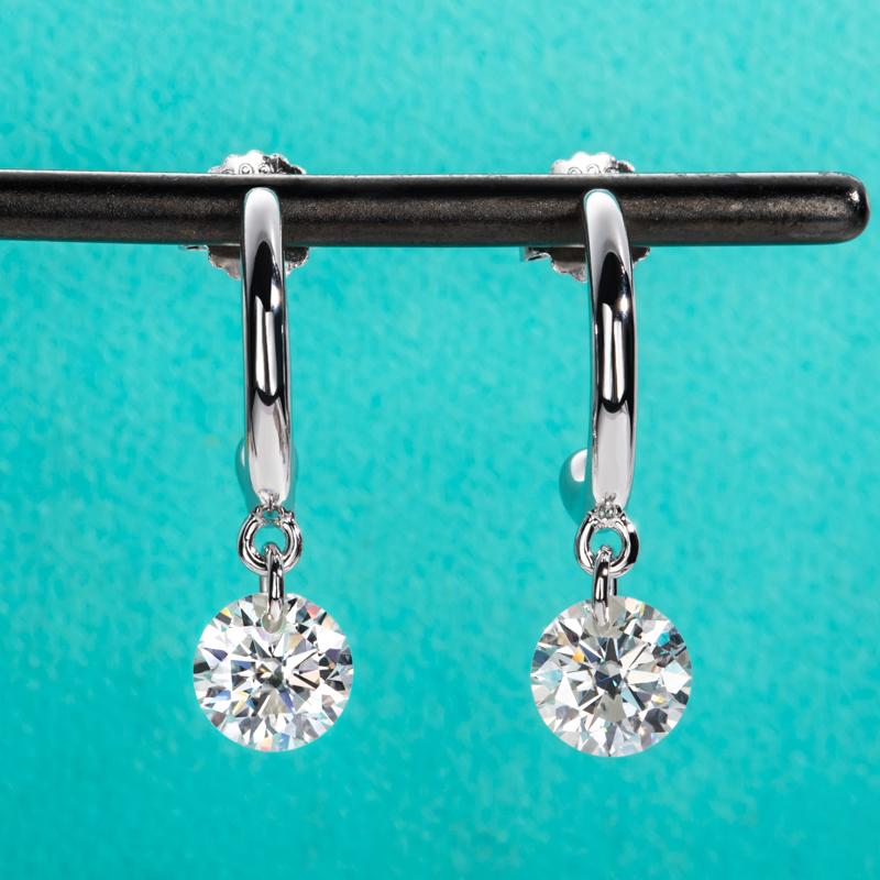 [COD] AnuJewelry R04 Moissanite Dangle Earrings Drop Earring 2CTTW D Color VVS1 925 Sterling Silver Moissanite Earring