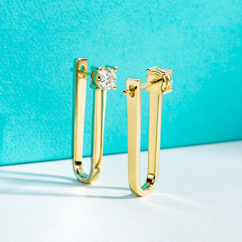 [COD] AnuJewelry CE5 Moissanite Hoop Earrings Paper Clip Huggie Earring for Woman Eman Jewelry Lab Created Gift for Her GRA Certified 0.5 CTTW EachCOD