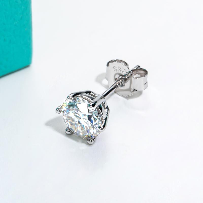 [COD] AnuJewelry E23 Moissanite Round Cut 0.5/1/2ct D Color 6 Prong 100% Legit Italy 925 Sterling Silver Stud Earring for Woman Eman Jewelry