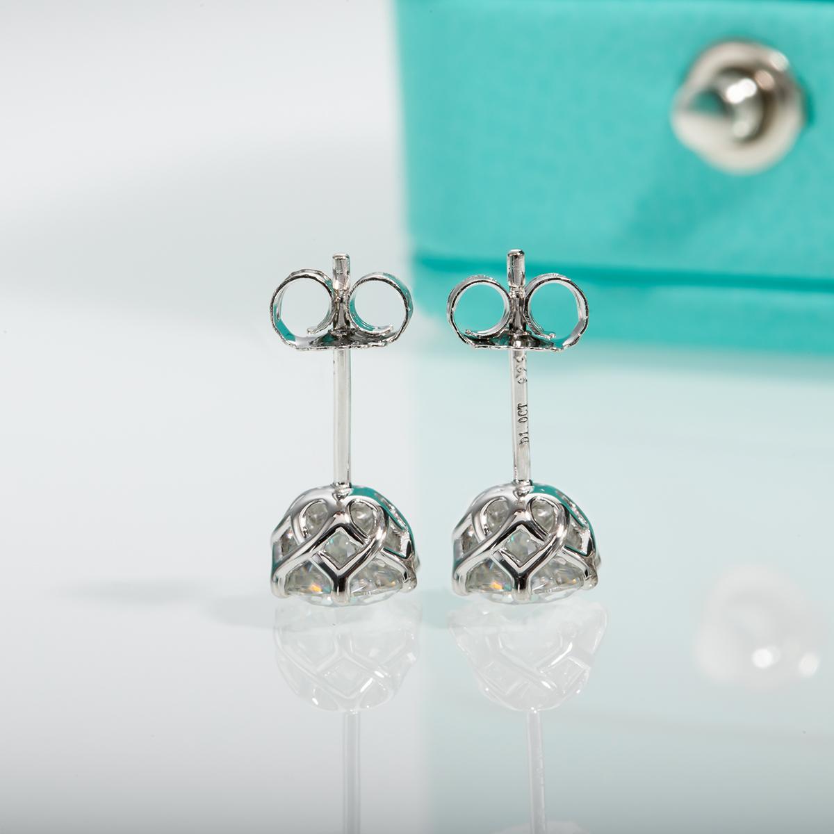 [COD] AnuJewelry E75 Moissanite Round Cut 0.5/1ct D Color 6 Prong 100% Legit Italy 925 Sterling Silver Stud Earring for Woman Eman Jewelry