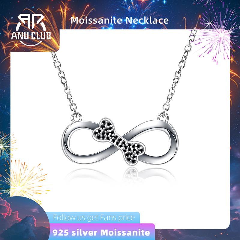 [COD] AnuJewelry P39  Moissanite Pendant Infinity Necklace D Color VVS1 925 Sterling Silver Bone Necklace 40+2+3cm Extended Chain