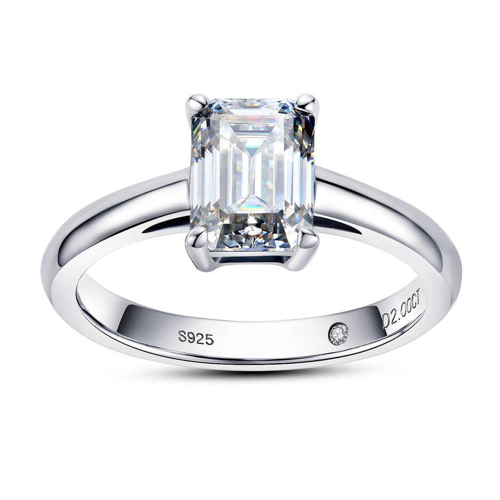 [COD] AnuJewelry R54 Moissanite Four Prong 100% Legit Italy 925 Sterling Silver Square Cut D Color 2CT Engagement Solitaire Ring For Woman Eman Jewelry
