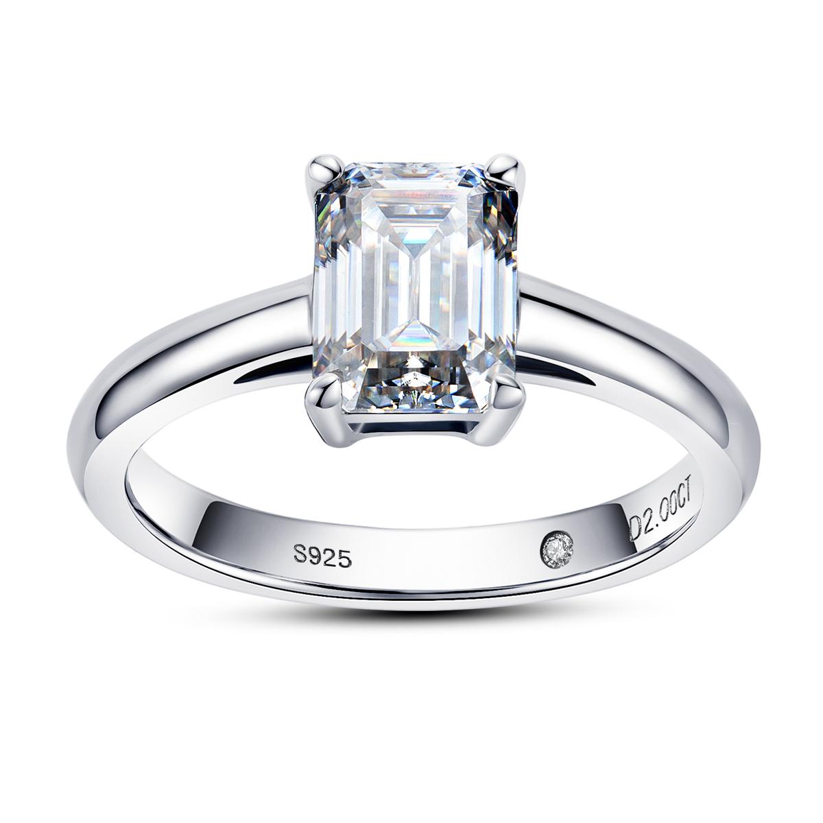 [COD] AnuJewelry R54 Moissanite Four Prong 100% Legit Italy 925 Sterling Silver Square Cut D Color 2CT Engagement Solitaire Ring For Woman Eman Jewelry