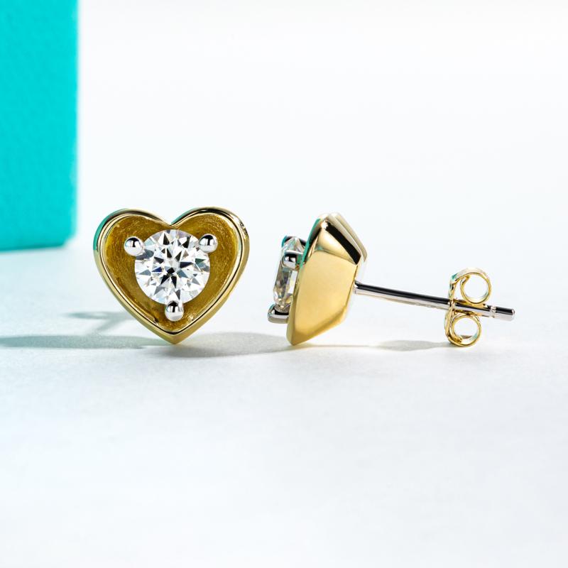 [COD] AnuJewelry CE23 Moissanite Two Way Studs Heart Shaped Earring Jackets for Woman Eman Jewelry Lab Created Gift for Her GRA Certified 0.5 CT Each