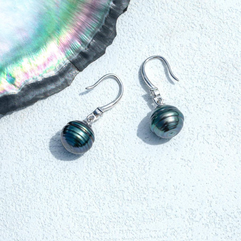 [COD] AnuJewelry 8-11mm Natural Tahitian Black Pearl Earrings 925 Sterling Sliver Moissanite Seawater Baroque Pearl Earrings Woman Eman Jewelry