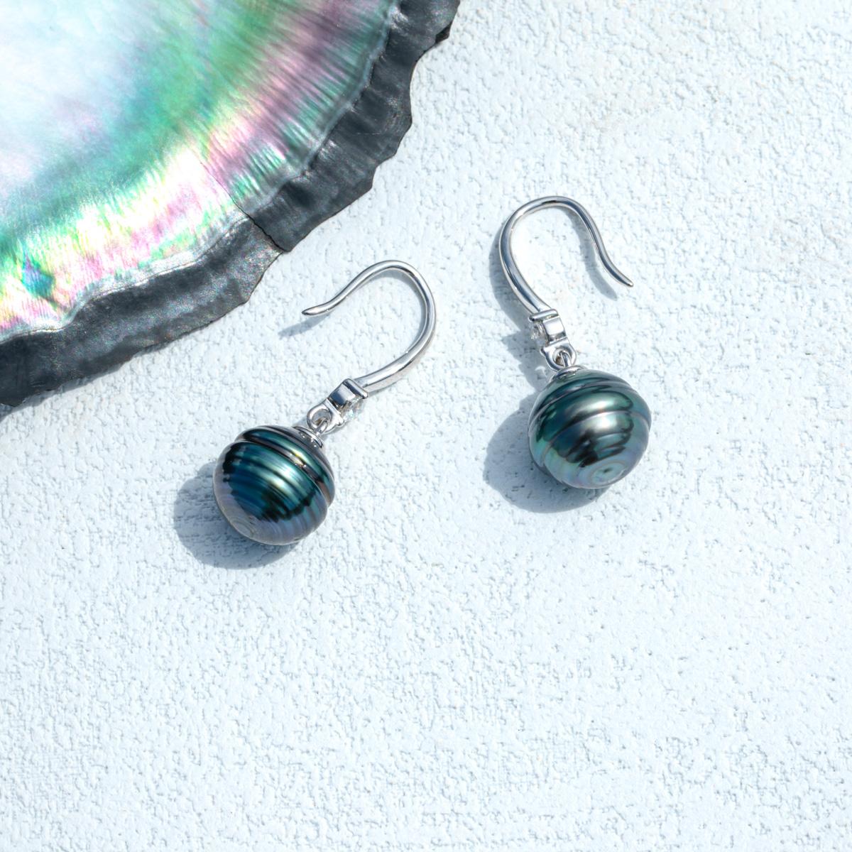 [COD] AnuJewelry 8-11mm Natural Tahitian Black Pearl Earrings 925 Sterling Sliver Moissanite Seawater Baroque Pearl Earrings Woman Eman Jewelry